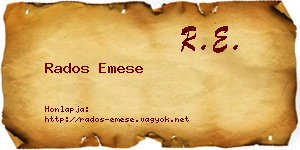 Rados Emese névjegykártya